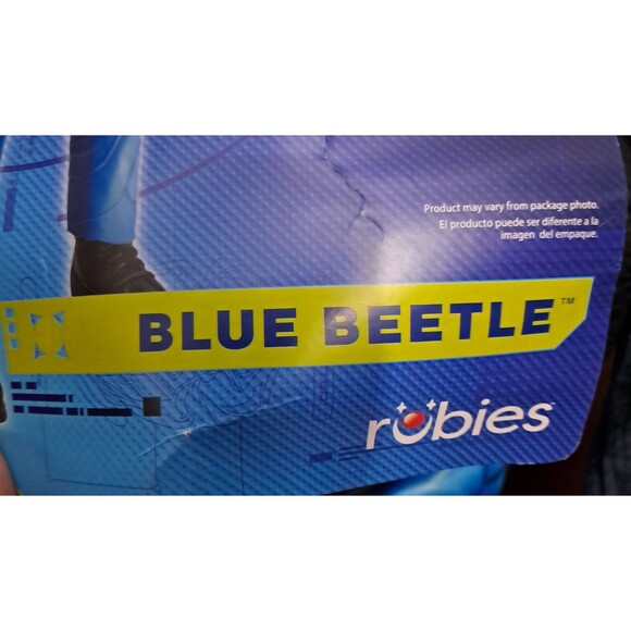 DC Blue Beetle Halloween Costume Medium 8 Kids Jumpsuit Mask Comic Book Hero - Picture 2 of 14